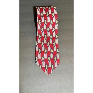 Robert Stewart Hartford Conn Red Diamond Pattern Tie 100% Silk USA Vintage